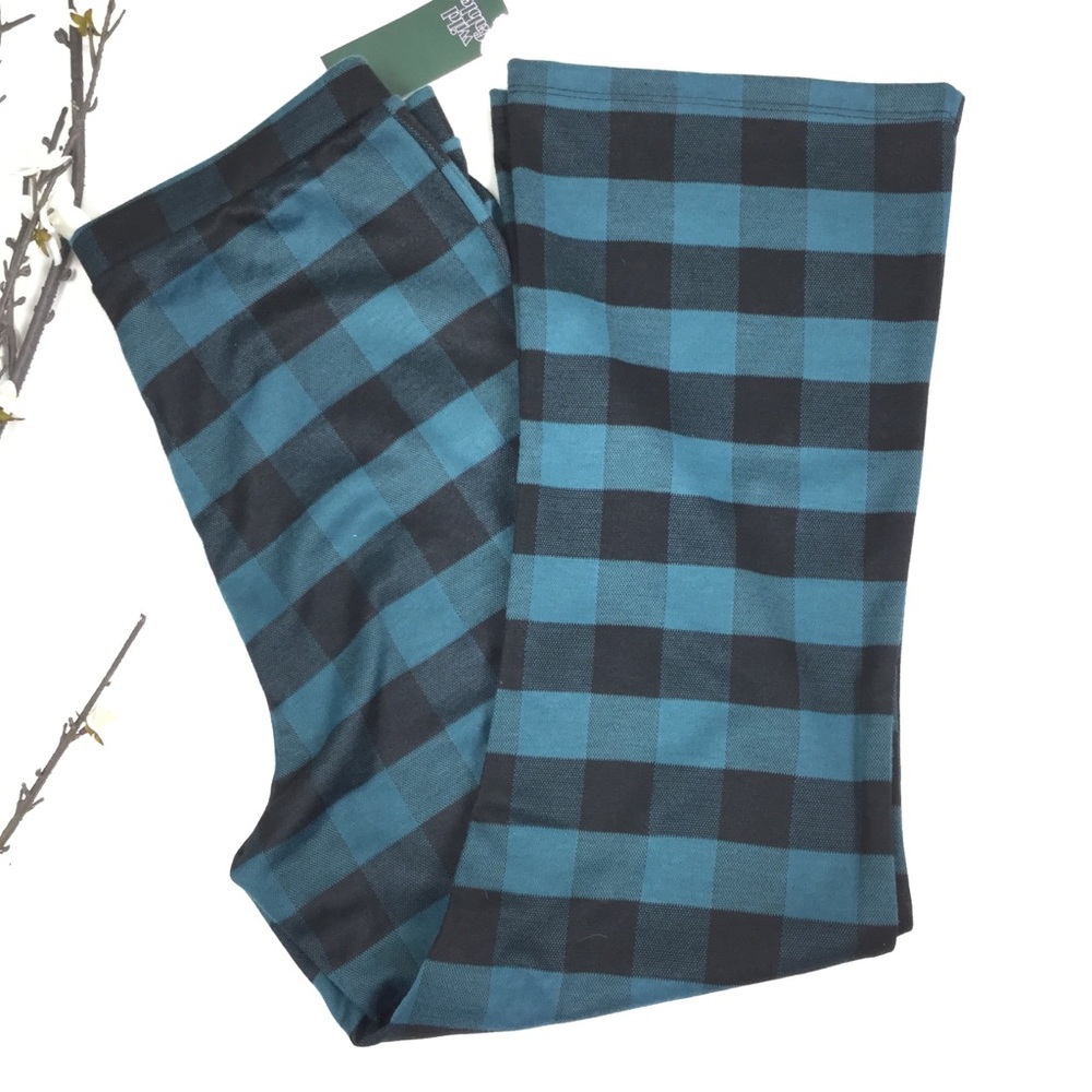 Wild Fable Aqua Blue Black Plaid Flare Pants